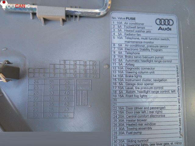 audi a4 fuse box location diagram